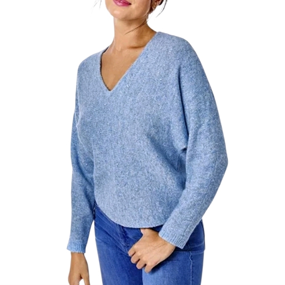 Lilly Pulitzer Blue Sequin Sweater Women's Size L Savette Preppy Palm Beach Chic